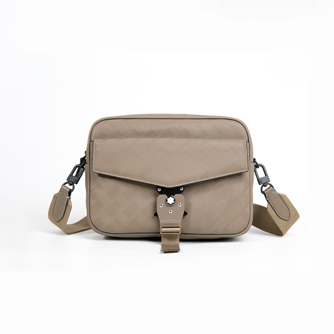 montblanc 3.0 hazelnut brown leather crosshatch camera bag #220248